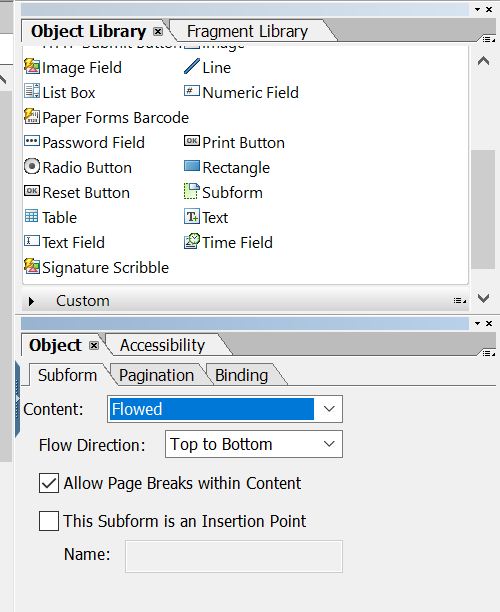 Flowed Subform
