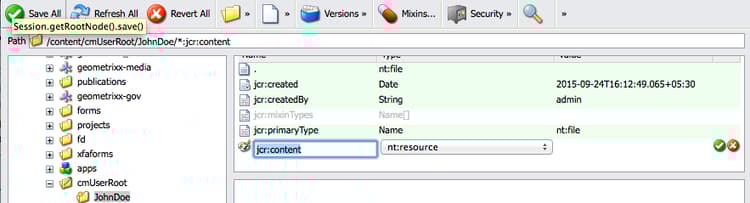 jcr:content property