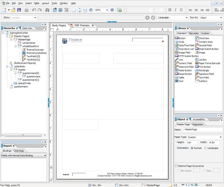 Designer: create a layout