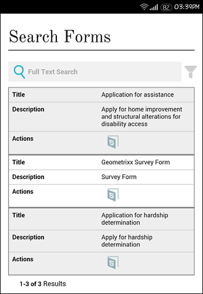 Screenshot of the Search and Lister component