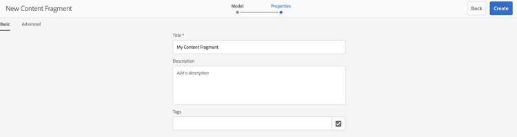 Create Content Fragment - provide Name