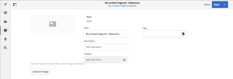 Content Fragment Editor - Metadata