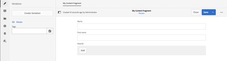 Content Fragment Editor - My Fragment