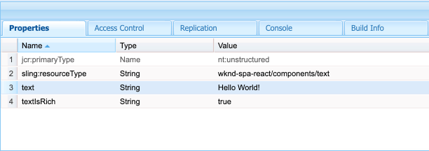 Text component properties