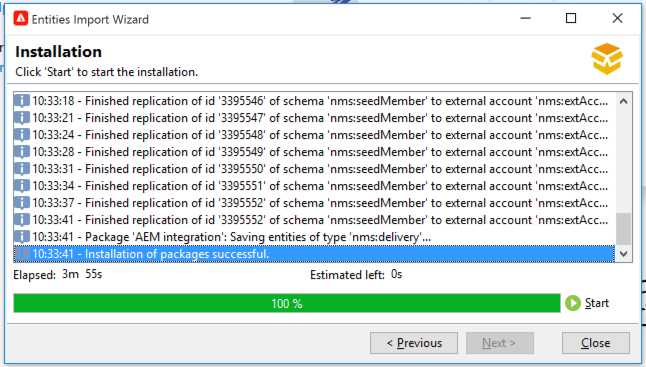 Installation progress