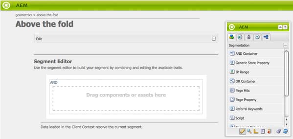 The first step of creating a segment in the Segment Editor