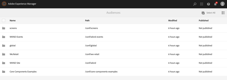 Audiences - Configurations