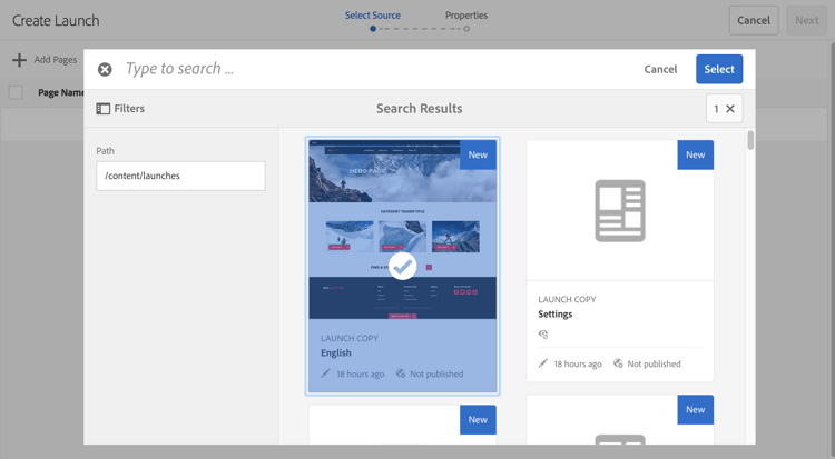 Select launch