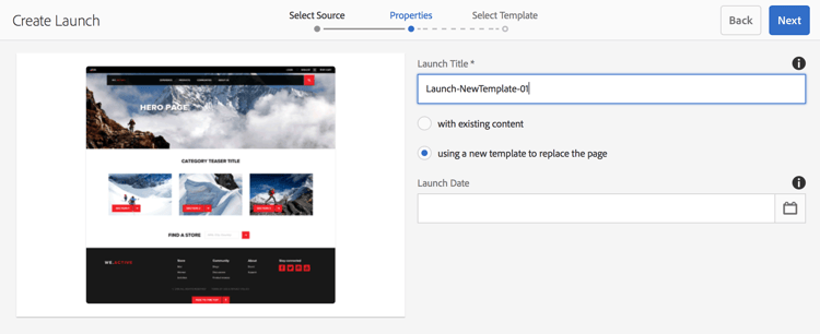 Use a new template to replace the page