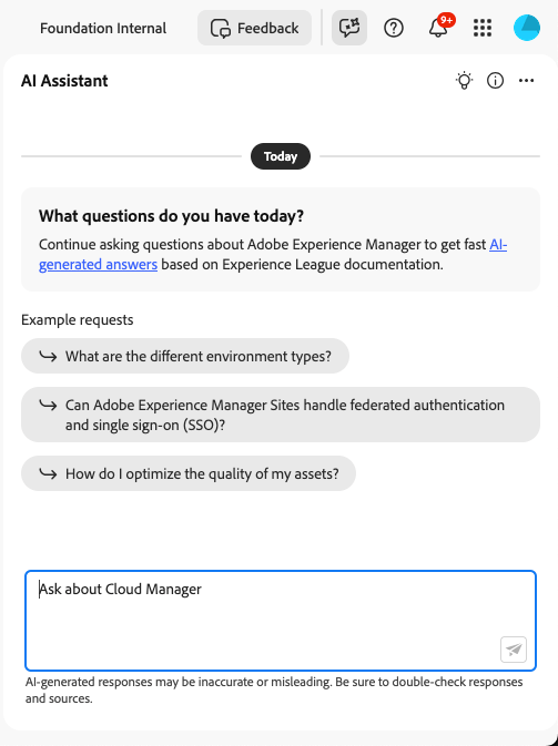 Text box at bottom of the AI Assistant panel