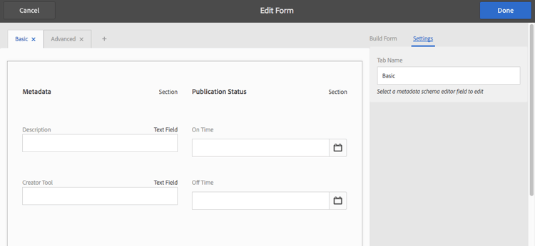 Edit a metadata form