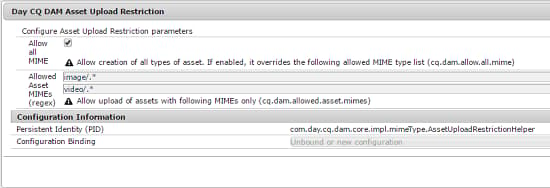 Configure asset upload restrictions