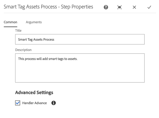 Configure DAM Update Asset workflow and add smart tag step