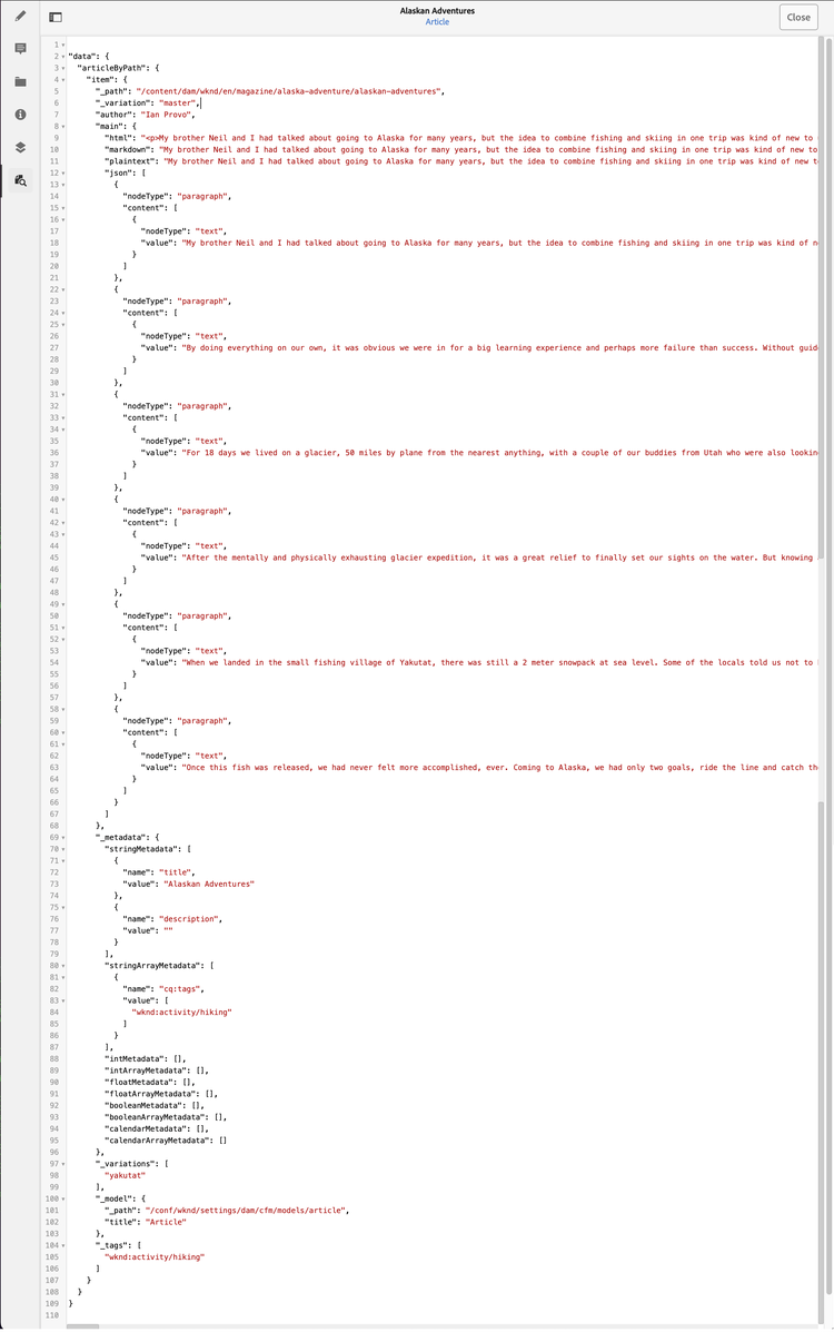 Content Fragment Editor - Preview of a Fragment