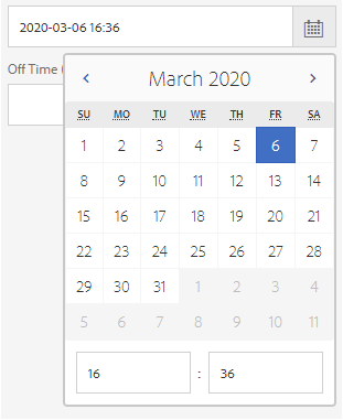 Date time picker or use keyboard keys in On Time field to add date and time for asset activation