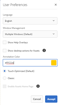 Enable assets home page on User Preferences dialog