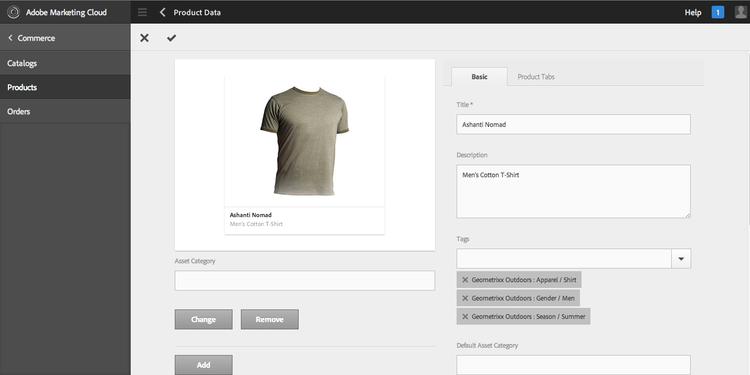 Adding product data screenshot