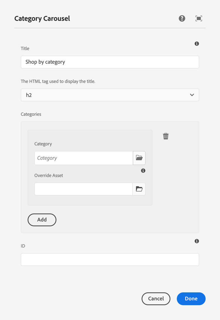 Carousel component without selection