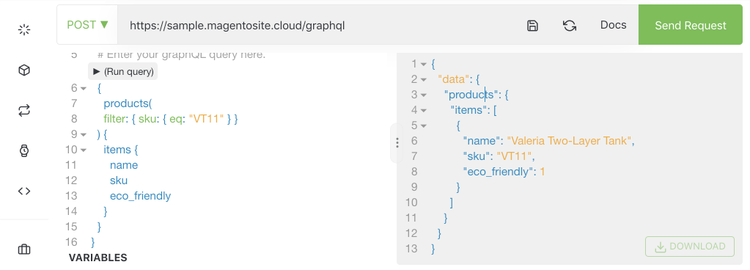 Sample GraphQL response