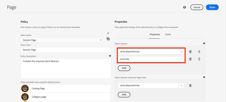 Page Policy - landing page