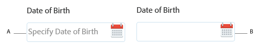 Date component with and without placeholder text