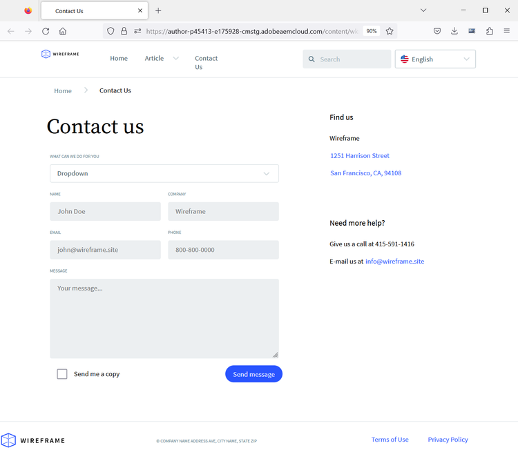 Adaptive form in sites page