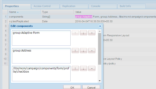 Add or remove components in the policy