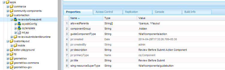 Hierarchy of nodes for customization of toolbar