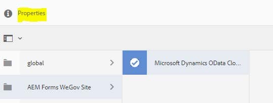 Properties for Microsoft OData Cloud Service