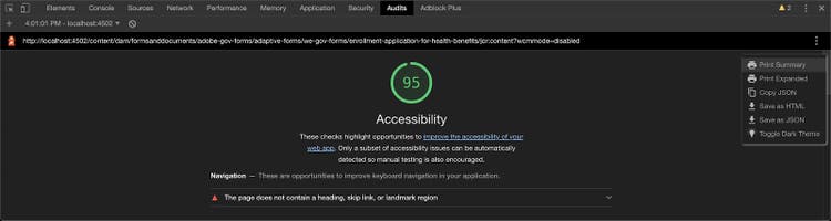Accessibility report