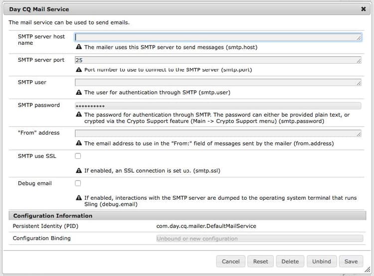 Configure SMTP