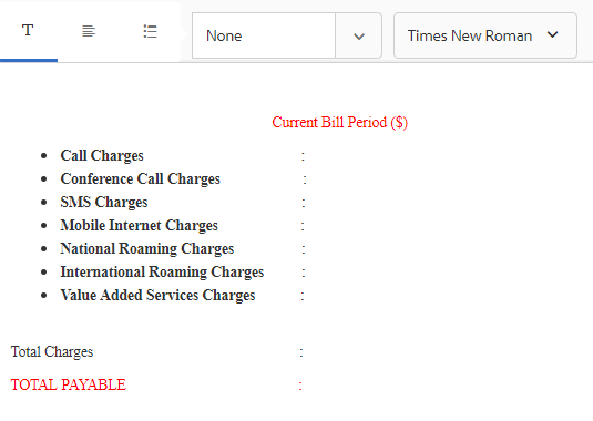 Summary Charges