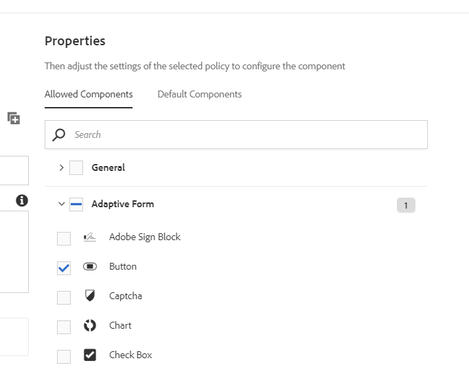 Allowed components