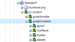 Content structure of an adaptive form WCM page