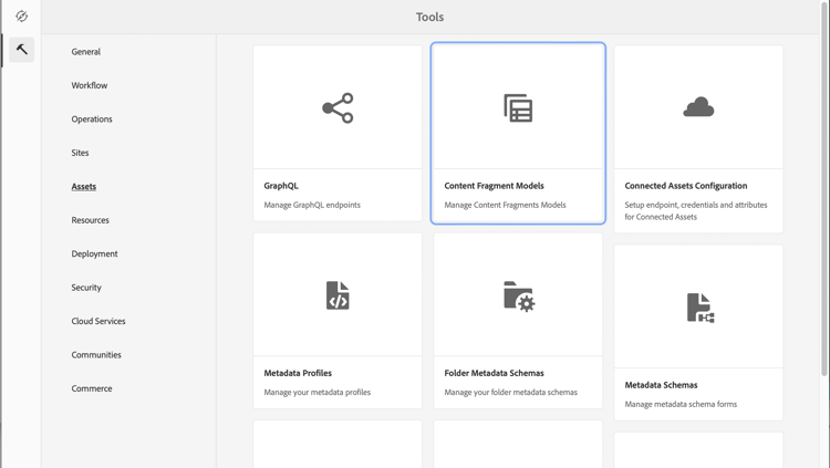 Content Fragment Models in Tools