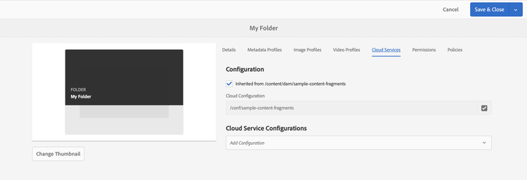 Create Folder Properties - Configuration