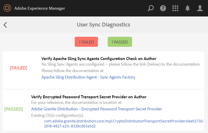 Warning that User Sync Diagnostics is not enabled