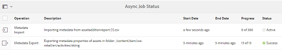 Status and details of Asynchronous operations