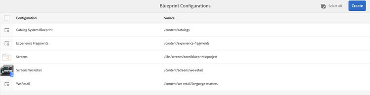 Blueprint configurations