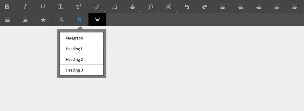 Rich Text Editor toolbar in Touch-enabled user interface