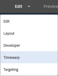 Select Timewarp in the mode selection