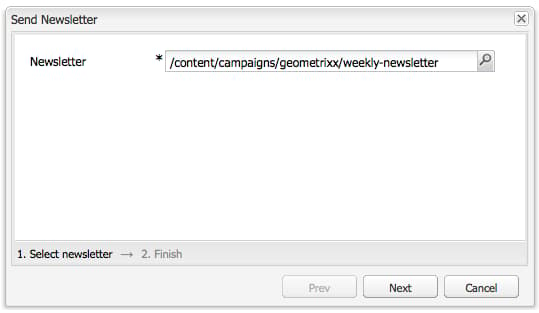 Send newsletter dialog