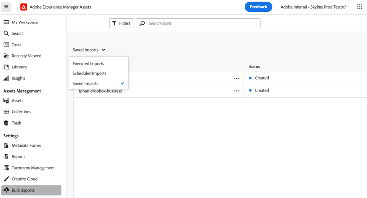 Save bulk import configuration