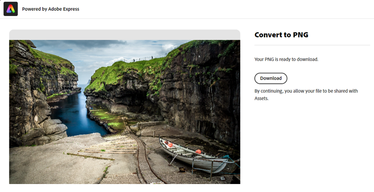Convert to PNG with Adobe Express