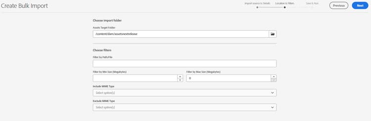 Bulk import filters