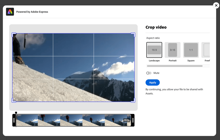crop video with Adobe Express