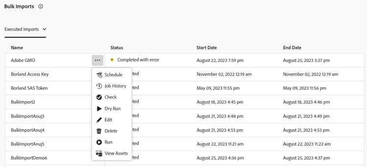 Edit bulk import configuration