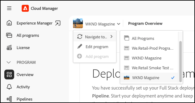 Program toolbar