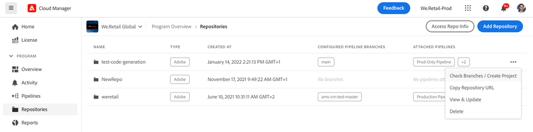 Repository actions
