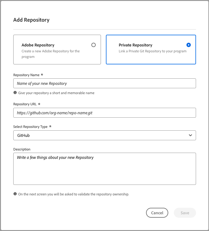 Add own repository
